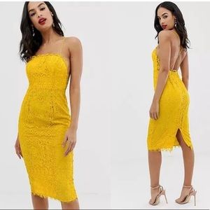 ASOS lacy mustard spaghetti strap dress NWT